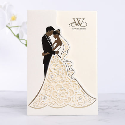 Bride And Groom Laser Cut Wedding Invitation Cards Luxury Greeting Card