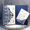 Blue White Elegant Laser Cut Wedding Invitation Cards