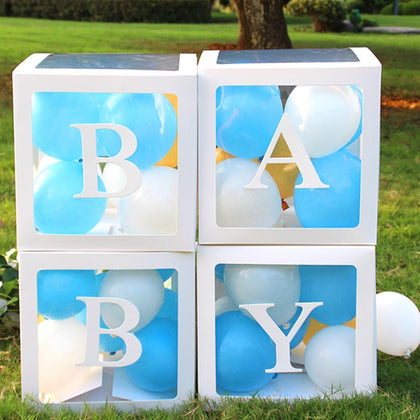 Transparent Name Age Box Girl Boy Baby Shower Decorations