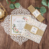 White Color Square Glitter Laser Cut Wedding Invitation