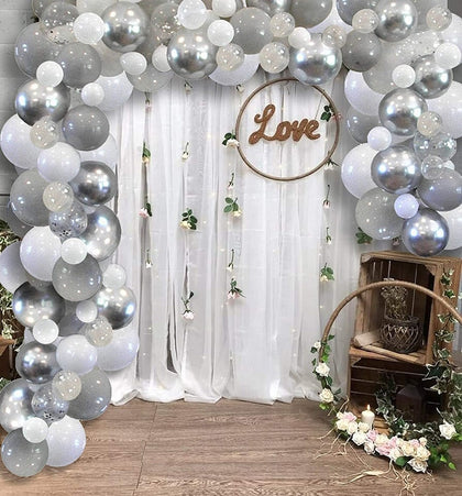 Gary White Metallic Silver  Balloon Arch Garland Kit Wedding