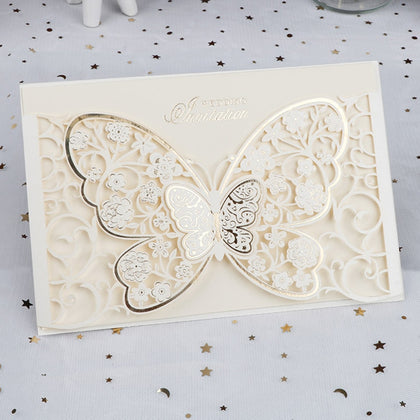 Butterfly Flora Laser Cut Wedding Invitation Cards Greeting Card