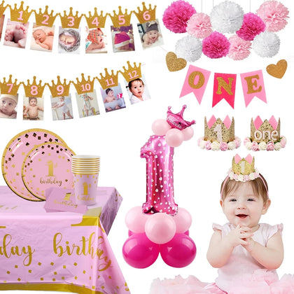 1st Birthday Party Decoration Girl First Birthday Party Decor Balloons