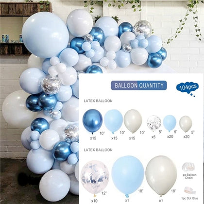 Blue Silver Macaron Birthday Balloon Garland Arch Event Party Foil Balons