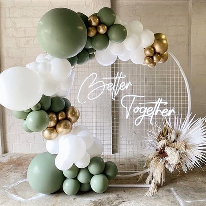 Avocado Green Color Mix Chrome Gold Latex Balloons Garland