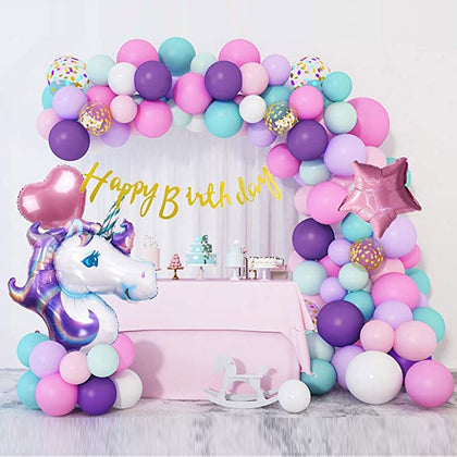 Unicorn Party Balloons Garland Foil Unicorn Latex Pink Purple Balloons